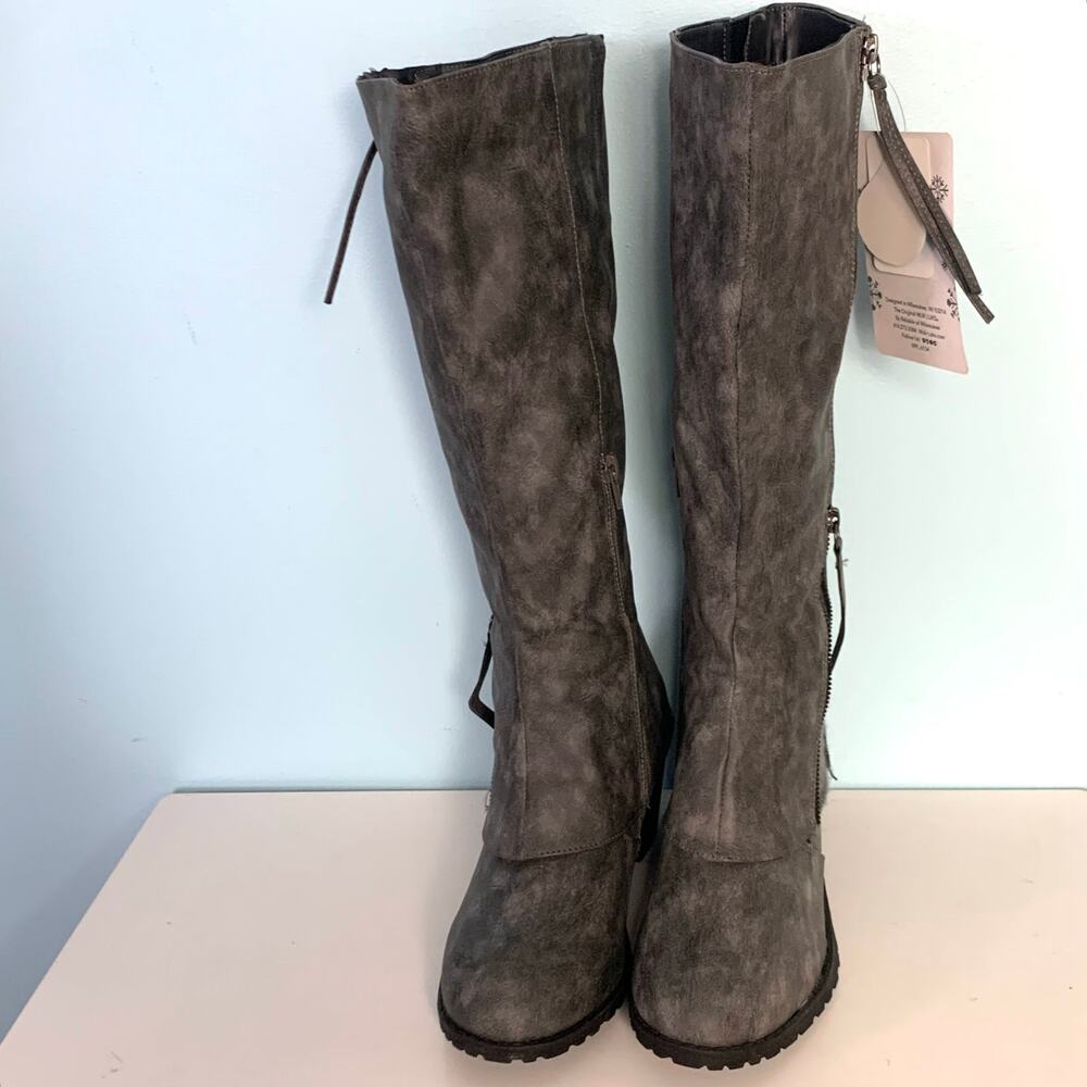 NWT Muk Luks Lacy Tall Boots in Gray Size 8 - Picture 2 of 8